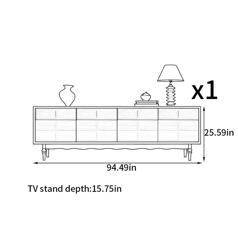 Mid ancient style TV stand, 94.49"