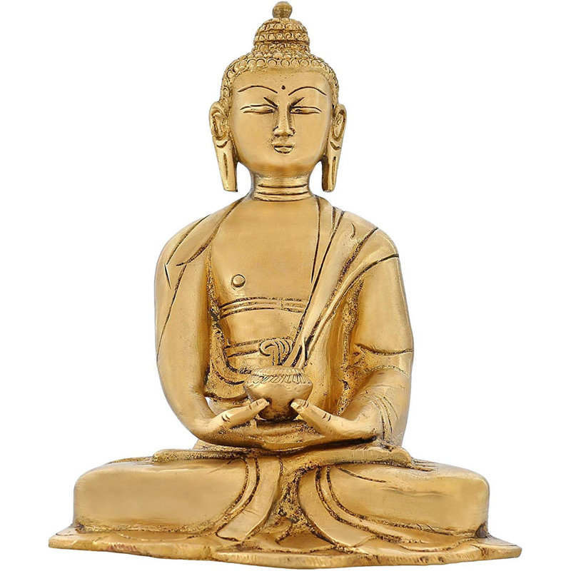 Statue de Bouddha en laiton fabriqué à la main dans Dhyana Mudra, figurine de méditation assise de 6 po, décor bouddhiste tibétain pour autel et salon