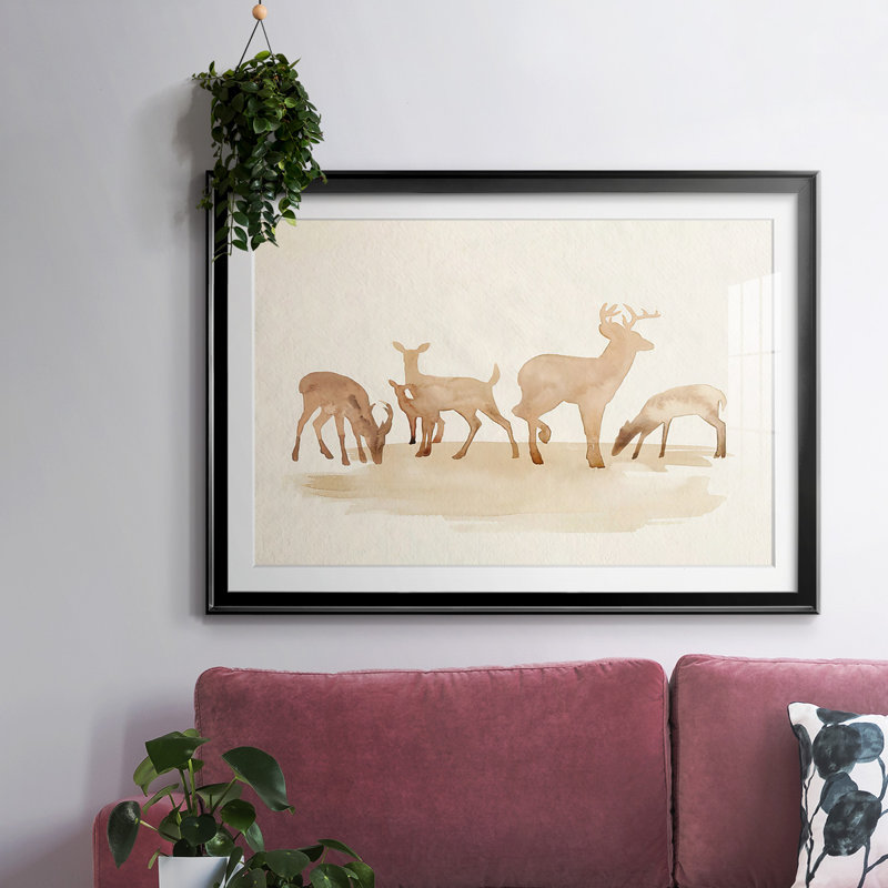 Whitetail Herd II, reproduction d'art encadrée, Noir, H 27 po x l 39 po x P 1,5 po