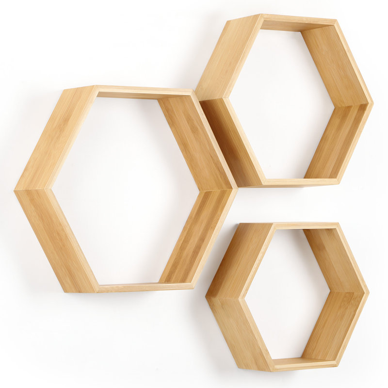 3 Piece Hexagon Floating Shelf