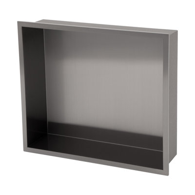 Latitude Run® Stainless Steel Bathroom Shower Wall Niche – Nano Titanium Plating in Gun Black