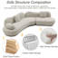 Canapé modulaire courbé de 128 po à 5 places, beige / crème avec dossier papillon et coussins