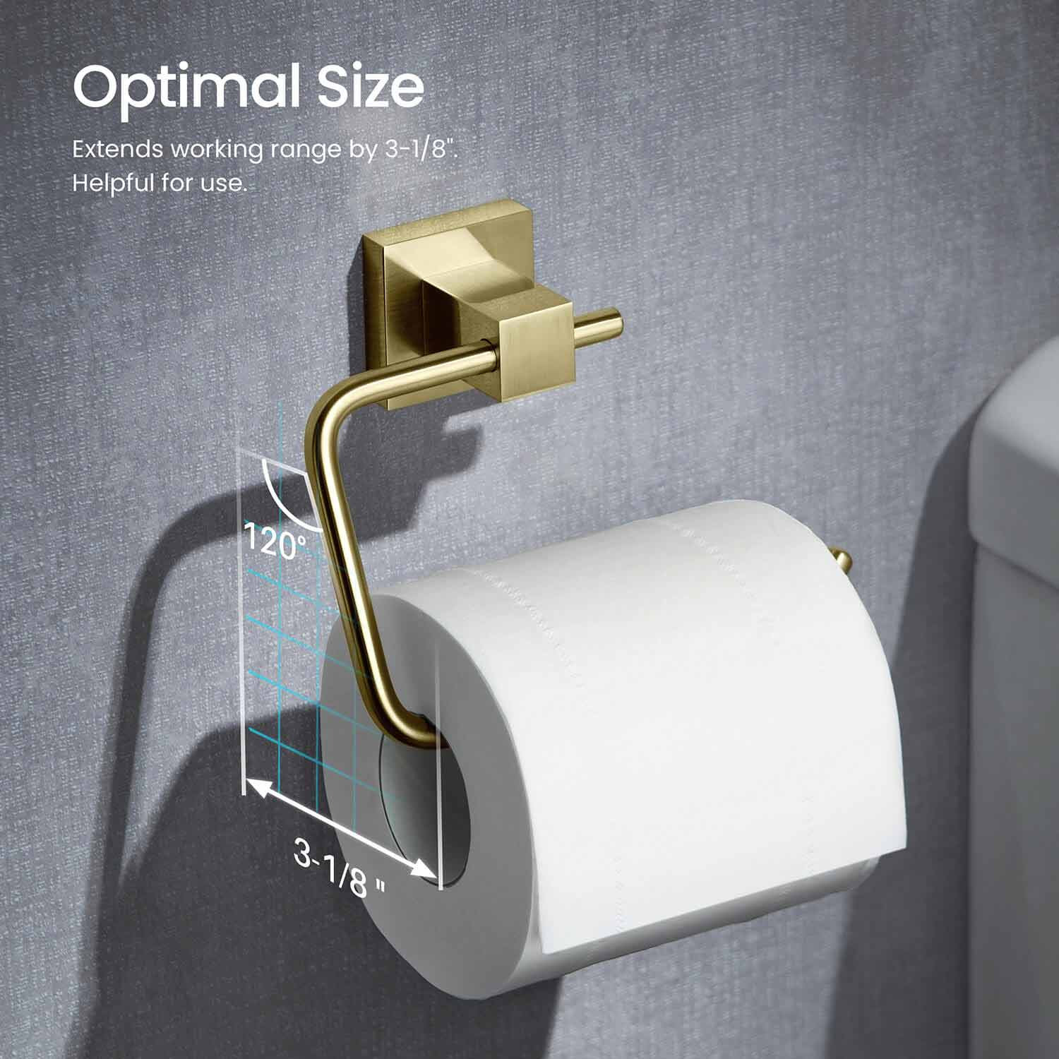 Cube Toilet Paper Holder, Brushed Gold