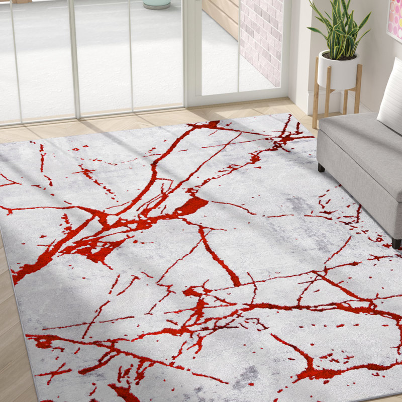 Tapis abstrait gris Robeon, Rectangle 5 pi 5 po x 7 pi 7 po