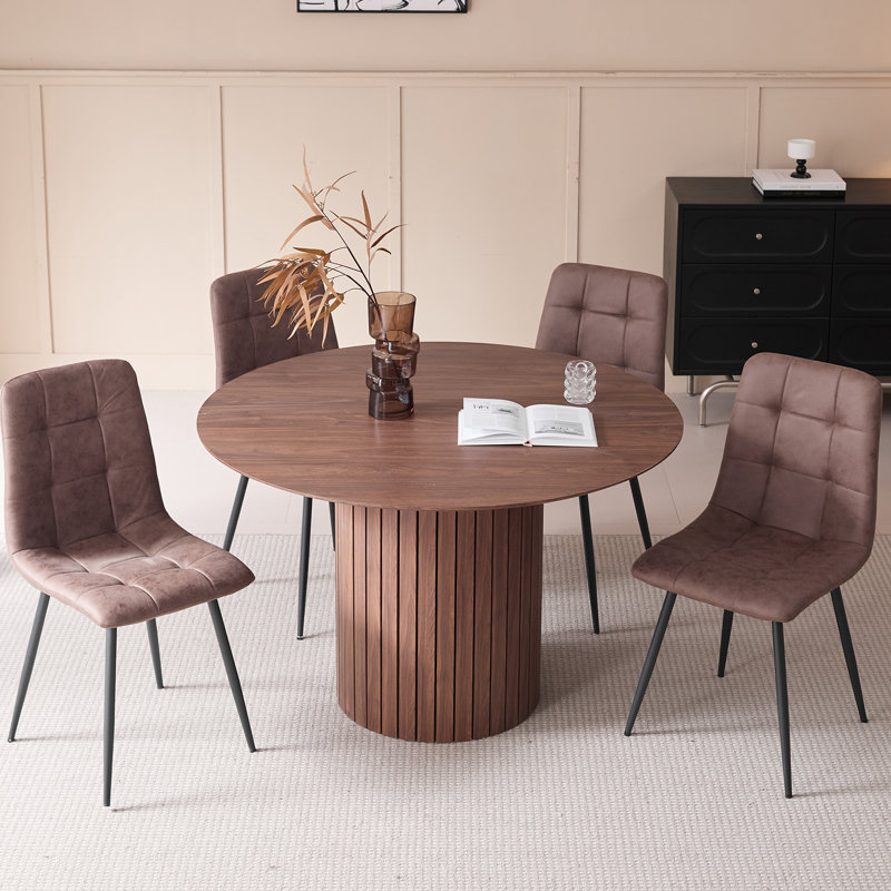 Round Dining Table, Dark Brown
