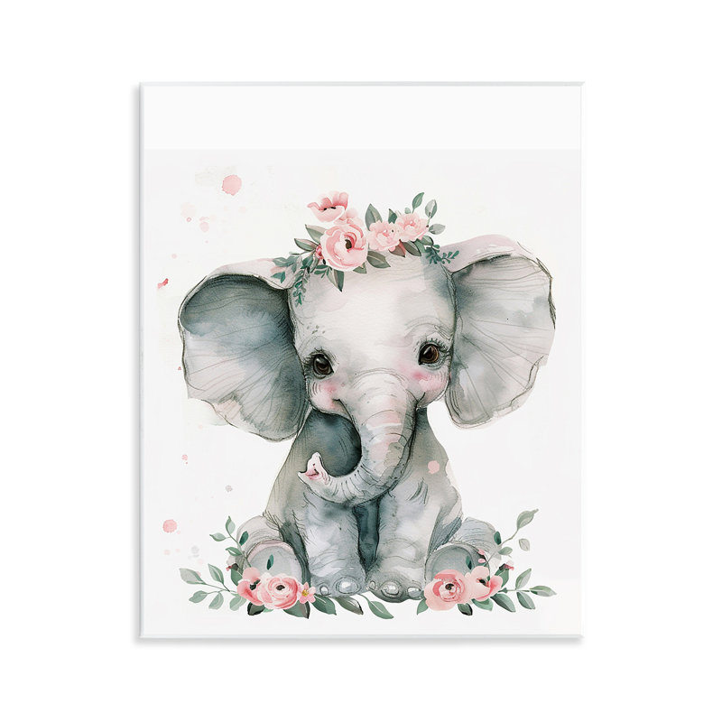  Art mural de chambre d'enfant éléphant floral par LSR Design Studio