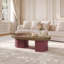 Table basse ovale en bois avec rangement 45,3 po, plateau en noyer avec pieds rouges, table de salon Mid-Century moderne, mobilier d'appoint de style campagnard pour grands espaces, assemblage facile