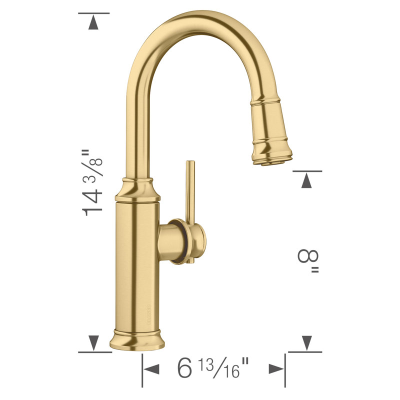 Empressa Pull-Down Bar Faucet, Satin Gold