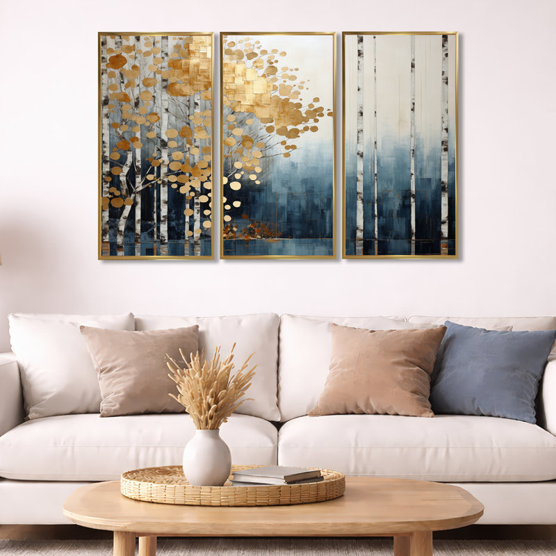 Ensemble de salon Fellner - Forest Wall Art, Cadre flottant doré, H 28 po x l 36 po x P 1 po