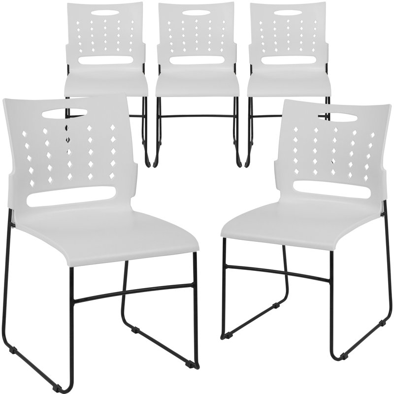 Heidi 881 lb. Capacity Sled Base Stack Chair with Air-Vent Back, White