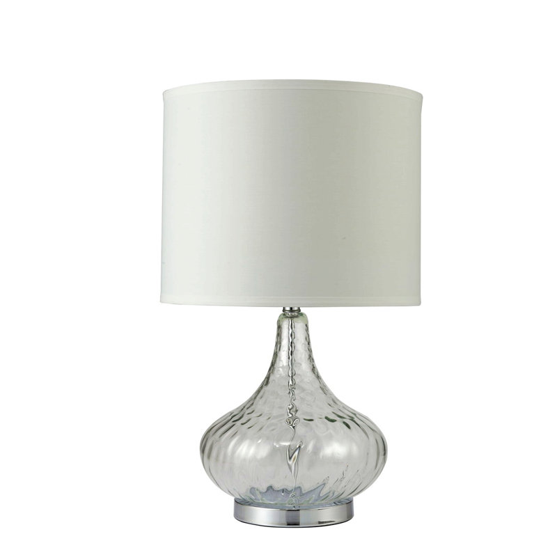 Lampe de table 24,5 "en verre" Leann ", verre transparent et chrome argenté