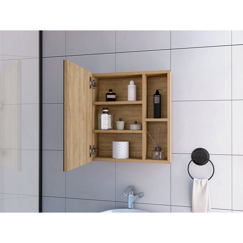 Armoire à pharmacie avec miroir, cinq tablettes intérieures