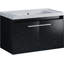Meuble-lavabo flottant noir 31 po avec lavabo, lumière DEL moderne-537429576