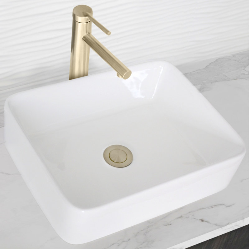 Élégant drain de salle de bain en or brossé Élan sans trop-plein