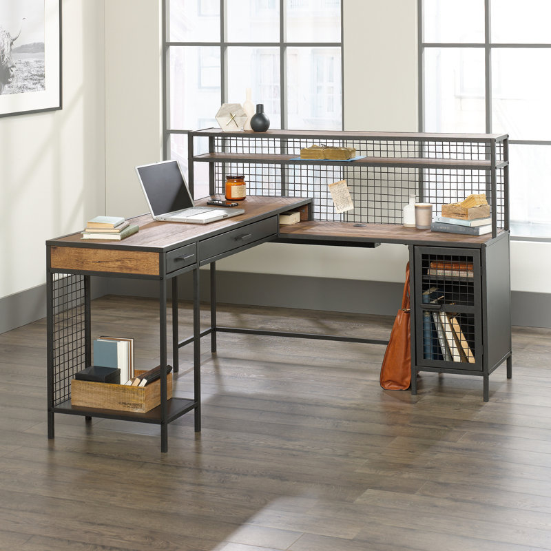 Bureau en L, finition brune