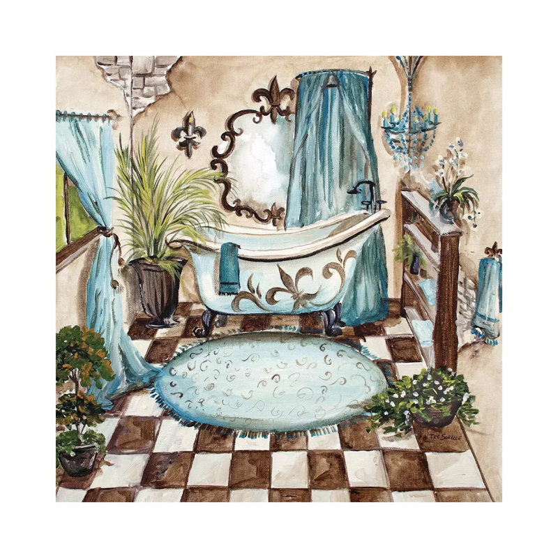 Le Bain Azul I (Tub) by Tre Sorelle Studios - Wrapped Canvas Painting, 30.48 cm H x 30.48 cm W