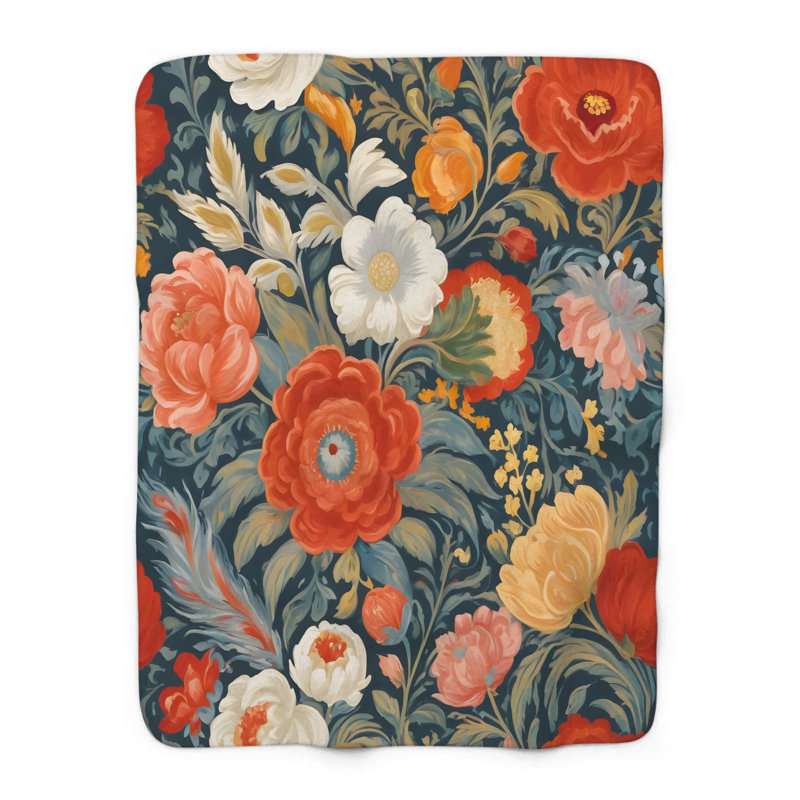 Sunny Petal Celebration - couverture en sherpa de qualité supérieure 1 pièce - reproduction d'art luxueuse, Lit simple