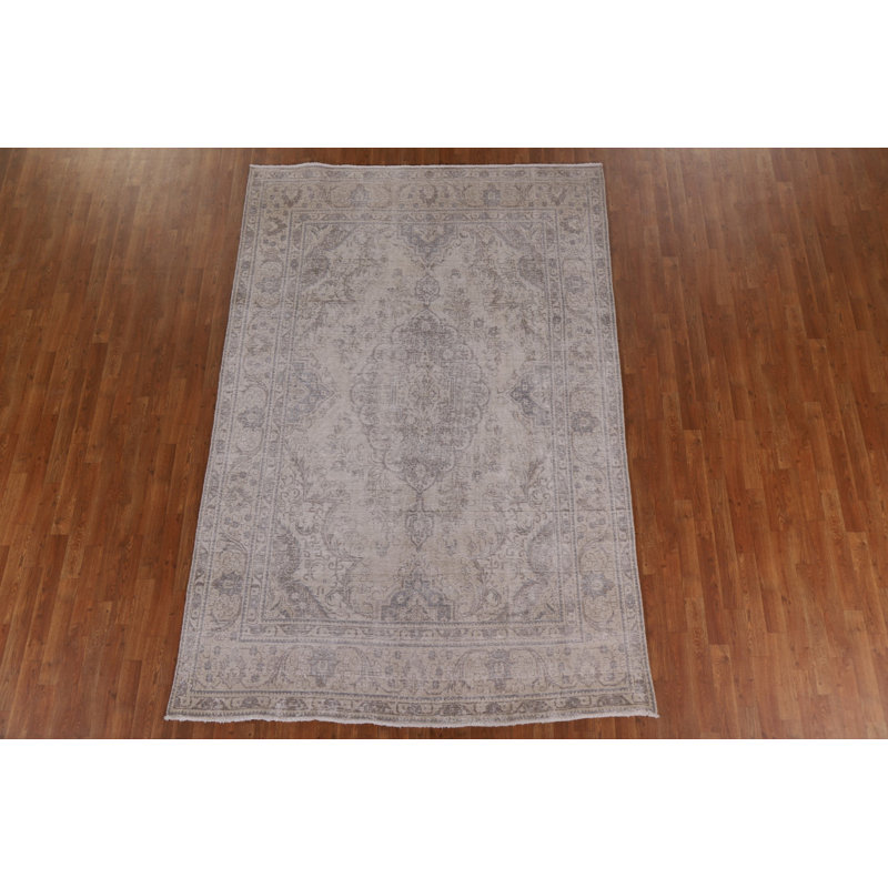 Tapis Tabriz patiné délavé noué à la main 7 x 10