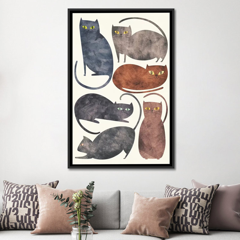 « chats », art sur toile, H 12 po x l 8 po x P 0,75 po, Toile tendue, Non mat