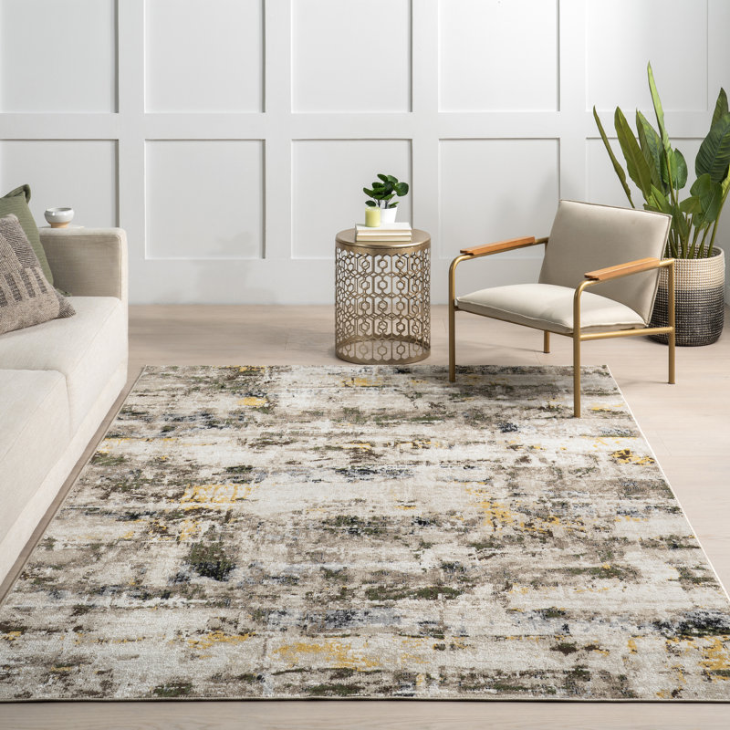 Aaliyah SpinClean Casual Abstract Machine Washable Area Rug, Rectangle 6'7" x 9'