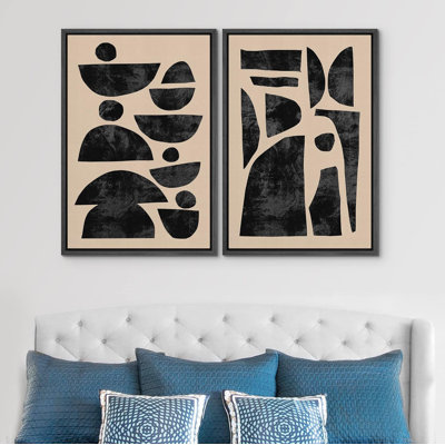 «Brown Mid-Century Polygon», 2 pièces