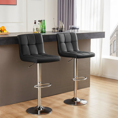 Charies Adjustable Height Upholstered Swivel Bar Stools Kitchen Stools for Island Modern Counter Chairs