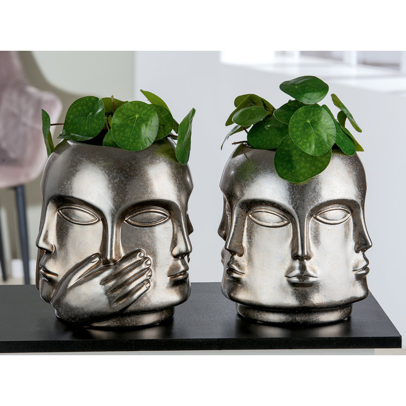 Abuzer Ceramic Table Vase, Silver