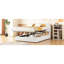 Lit double à rangement hydraulique avec surface en molleton blanc lisse revêtue de tissu efficace-1195798275