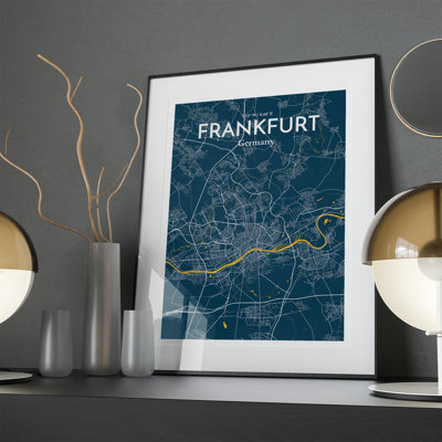 Frankfurt City Map In Amuse - No Frame Print