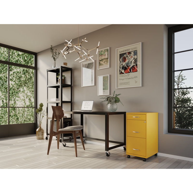 Margey 14.25'' Wide 3 -Drawer Mobile Steel File Cabinet, Goldfinch