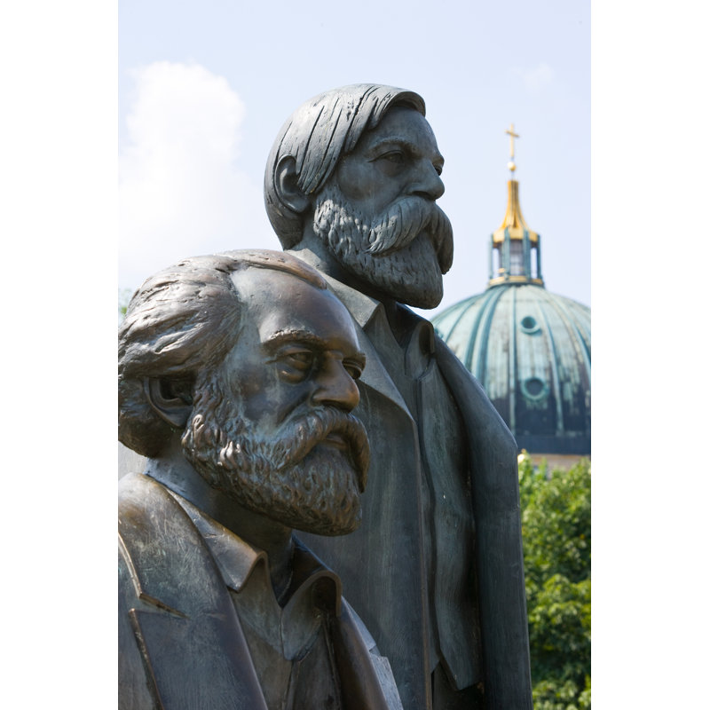 Statue of Karl Marx and Friedrich Engels 1 Piece Wrapped Canvas Wall Art, 76cm H x 51cm W