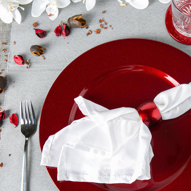 Argon Tableware - 33cm Melamine Charger Plates - Set of 6 - Metallic Finish, Glossy Dark Red