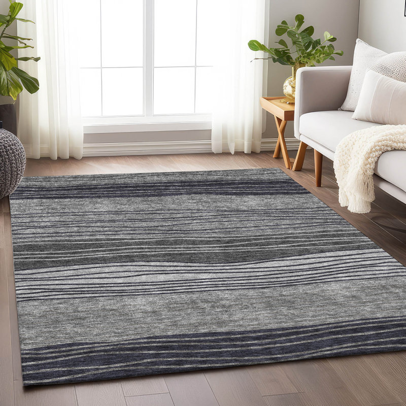 Premium Machine Washable Tweedy Gray Rug, Rectangle 3' x 5'