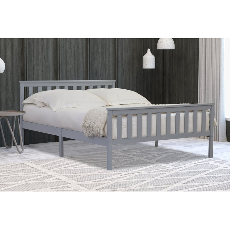 Amecia Solid Wood Bed, Grey, Kingsize (5')