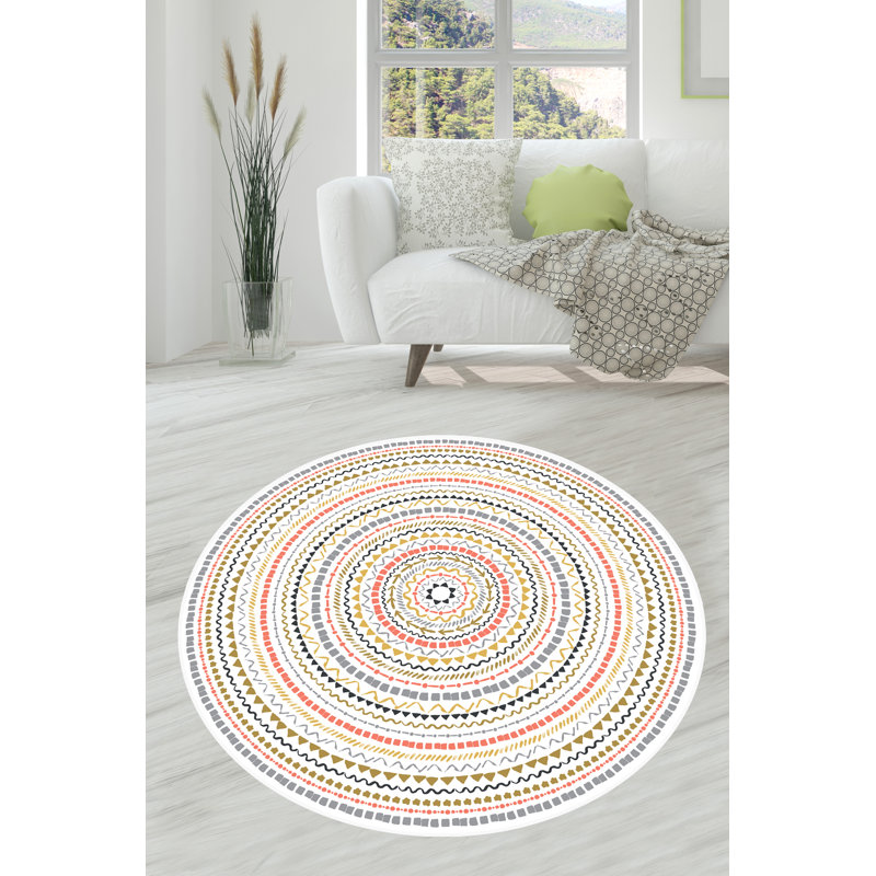 Round Mccraw Geometric Area Rug, Round 140cm