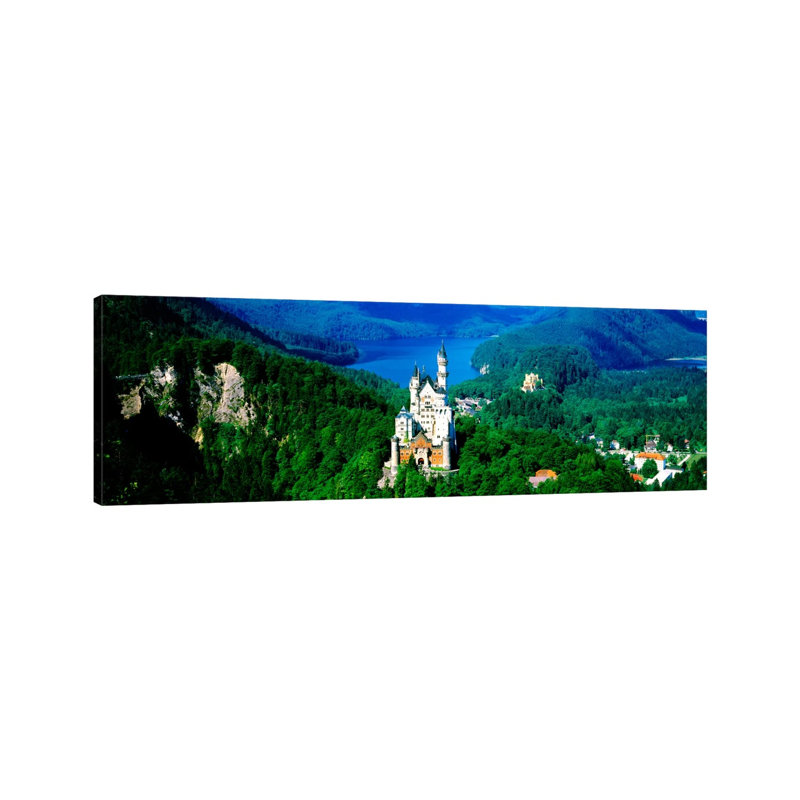 Aerial View, Neuschwanstein Castle, Schwangau, Bavaria, Germany by Panoramic Images - Wrapped Canvas Panoramic Print
