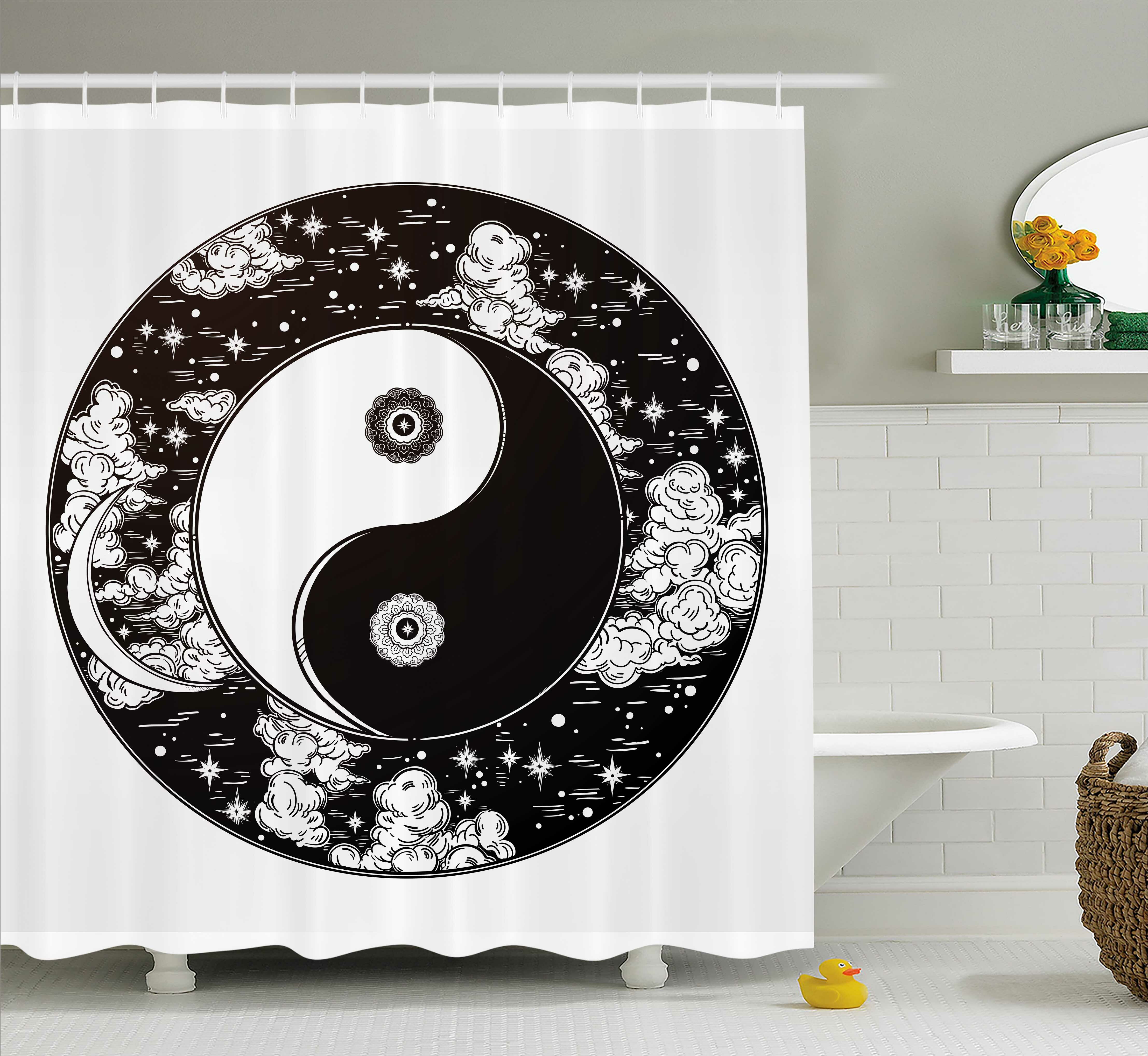 Bless international Geometric Shower Curtain with Hooks Included