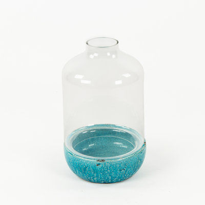 Azure Cove Glass Hurricane Lantern Candle Holder