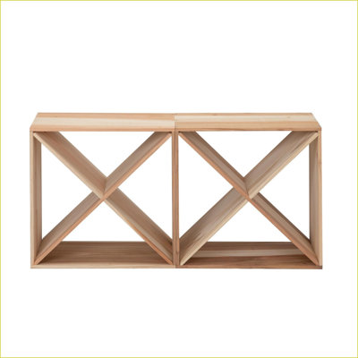 Wine Rack Set of 2, 24-Bottle Natural Fir Wood Stackable Storage | Sustainable Wood | Smooth Finish