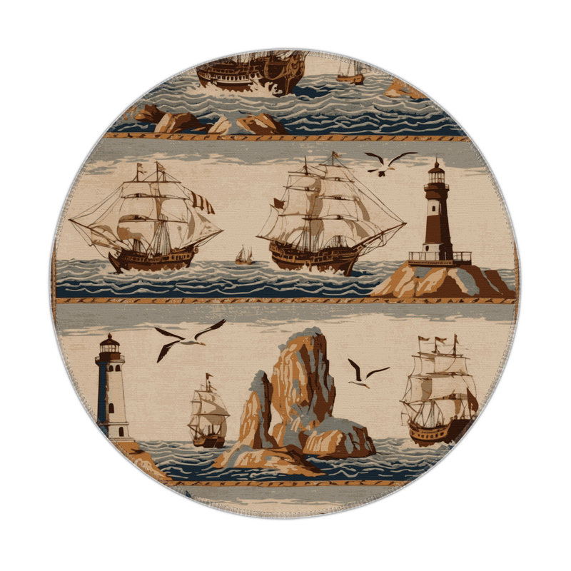 Tapis d'intérieur et d'extérieur brun français, Rond 5 pi