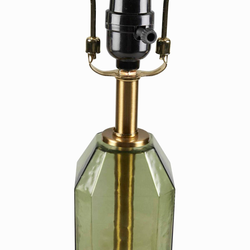 Lampe de table en verre vert à facettes (voir ci-dessous)