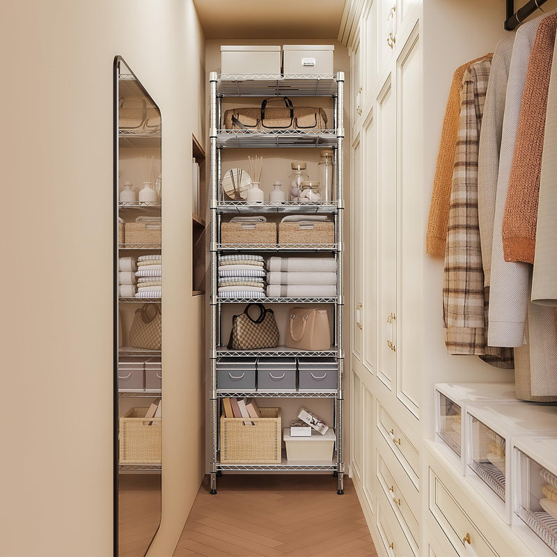 Étagère de rangement à 8 niveaux en fil métallique, étagère de rangement sur pied, 79,45 po x 23,62 po x 13,78 po
