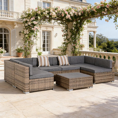 Ensemble de meubles de jardin en rotin, ensemble de canapé d'extérieur en osier 7 pièces, ensemble de conversation