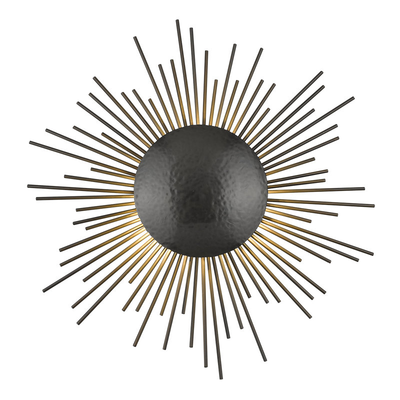 1 - Light Flush Mounted Sconce, Hammered Brushed Brass
