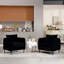Mid-Century, simple, velours, méridienne, ligne audacieuse, coussin, bureau, fauteuil d'appoint simple et facile à nettoyer en velours noir avec structure en métal et tapis antidérapants pour chambre à coucher confortable, long-143753599