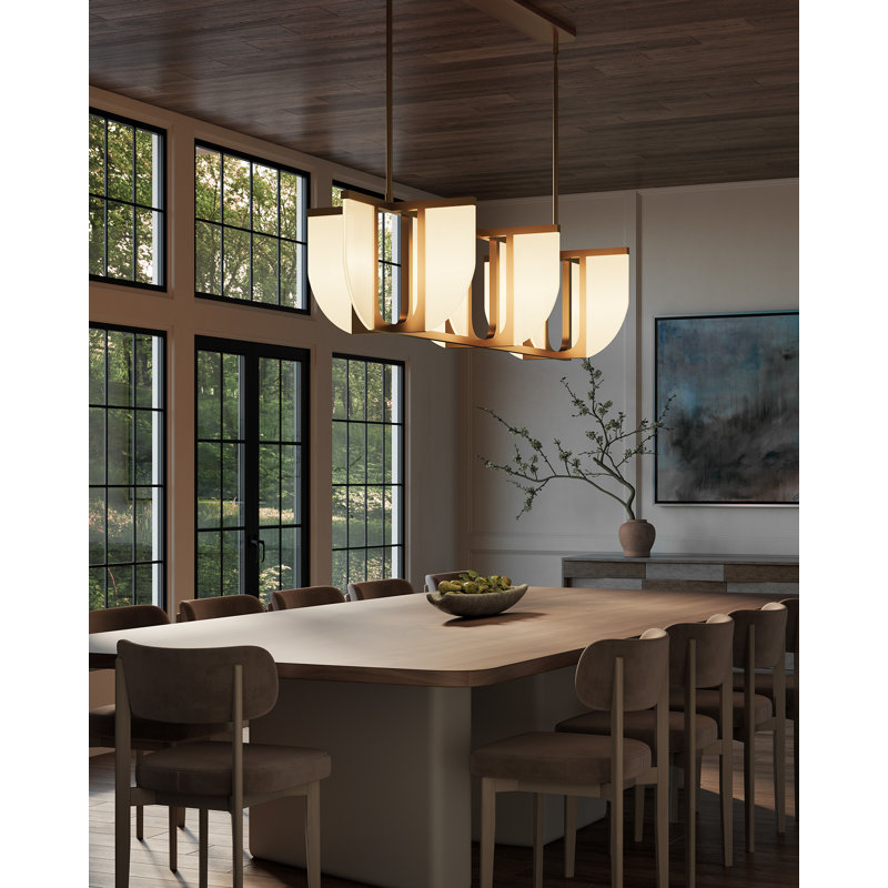 Anders 59-in Black dimmable LED Linear Pendant, Antique Brass
