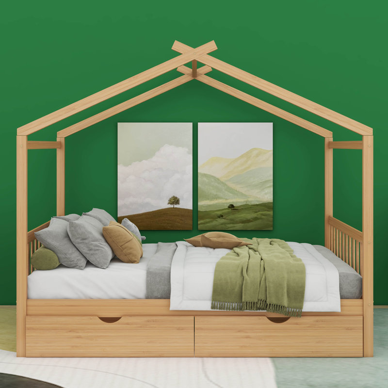 Lit plateforme double Armie, Naturel