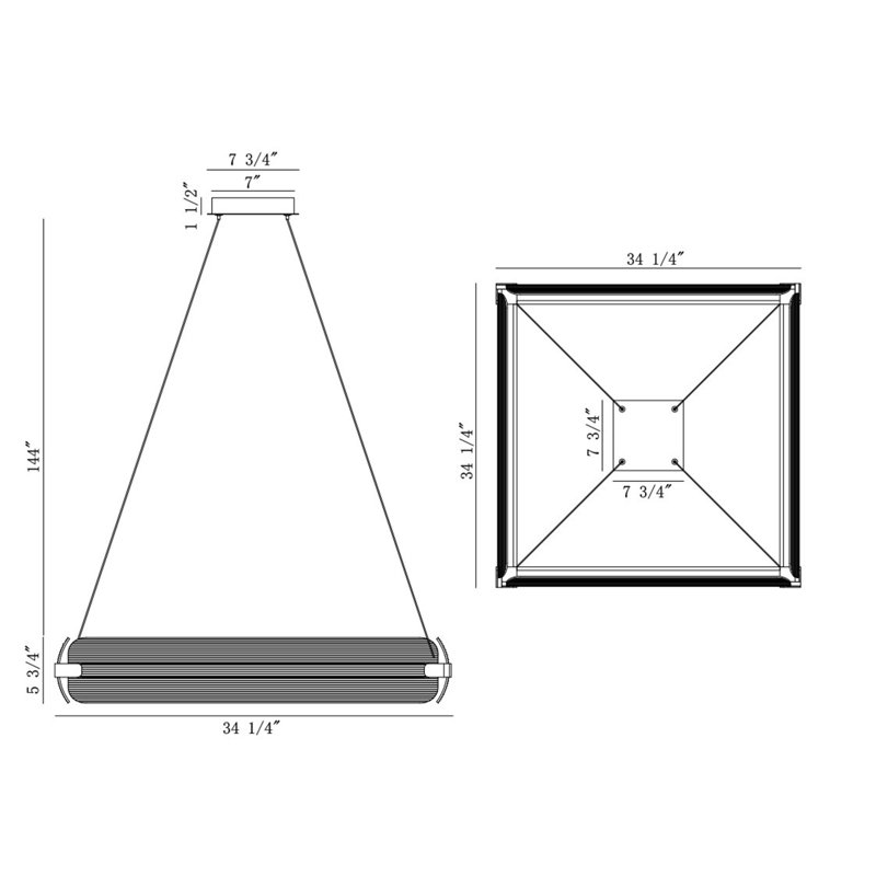 Lustre, 4 lumières, 34 po, noir mat, verre fumé, Fumée