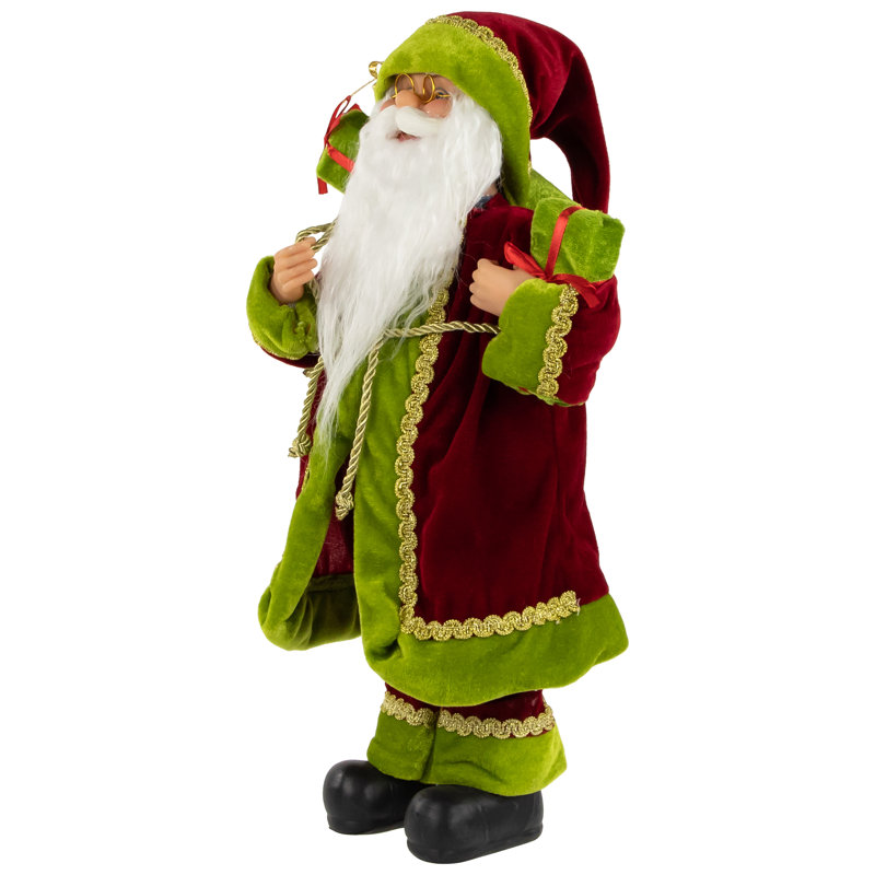 Père Noël avec sac de cadeau, H 16 po x l 7,5 po x P 6 po