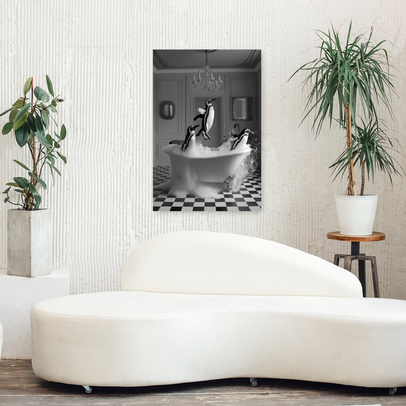 Art contemporain Art contemporain pingouin, H 36 po x l 24 po